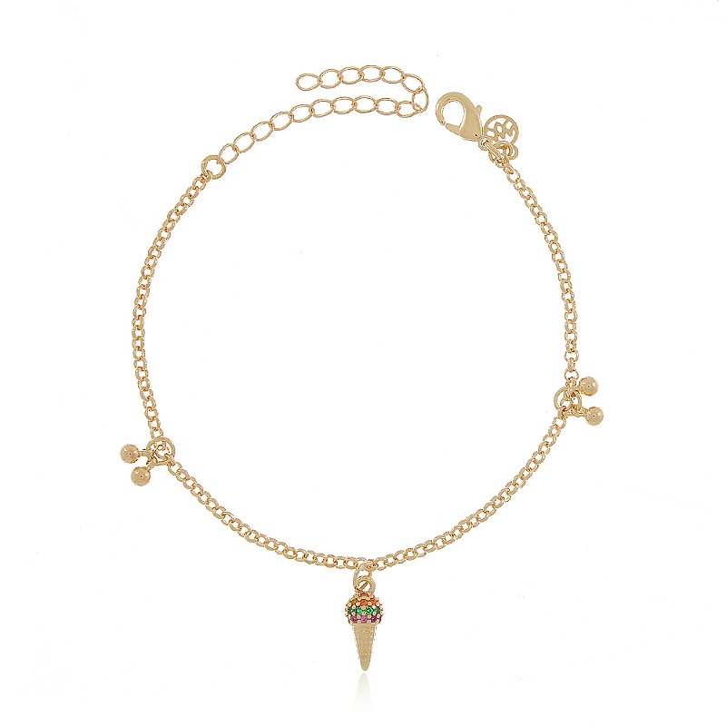 Pulseira infantil folheada a ouro 18k 16cm