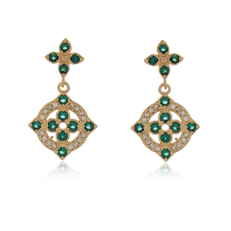 Brinco com zircônias folheado a ouro 18k