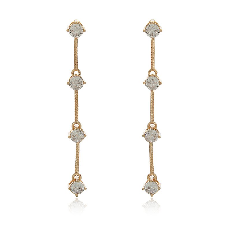 Brinco com zircônias folheado a ouro 18k