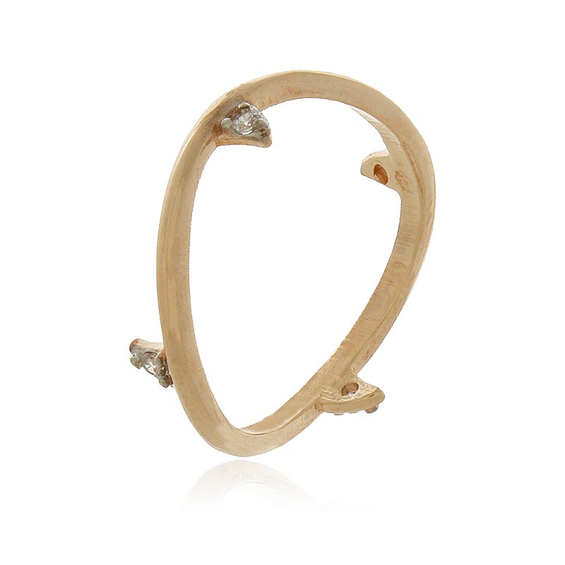 Anel ganchos folheado a ouro 18k