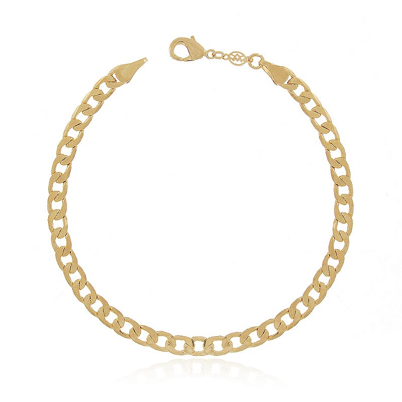 Pulseira Groumet folheada a ouro 18k 22cm