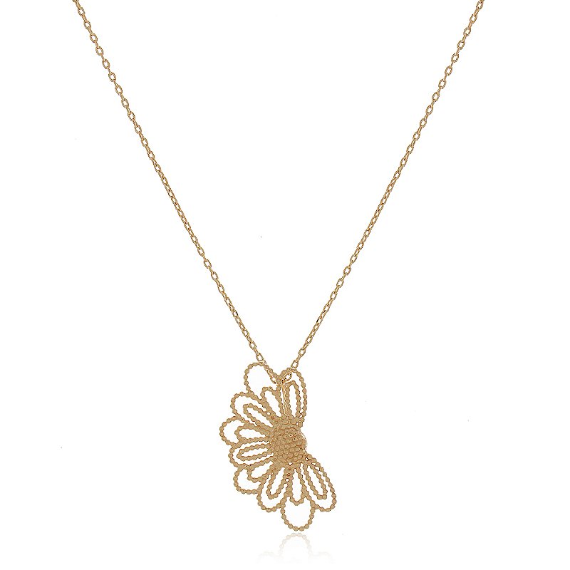 Gargantilha meia flor folheada a ouro 18k