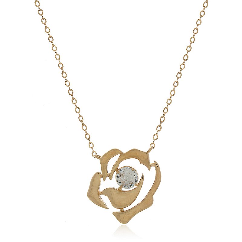 Gargantilha rosa grande folheada a ouro 18k