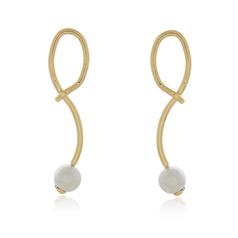 Brinco pérola folheado a ouro 18k