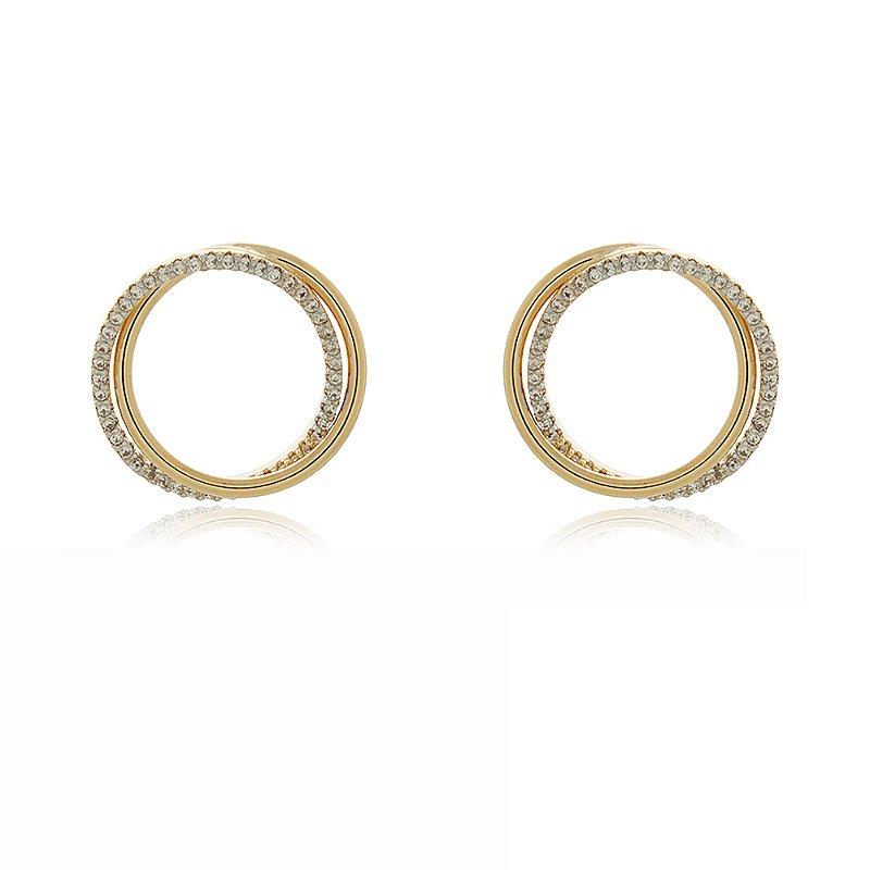 Brinco círculo com zircônias folheado a ouro 18k
