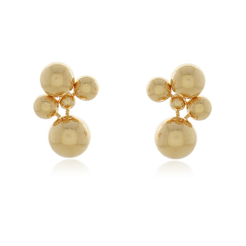 Brinco esferas folheado a ouro 18k