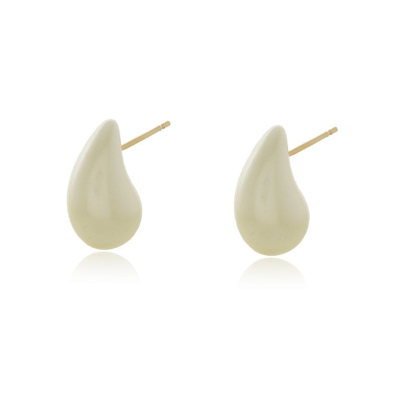 Brinco pérola gota média folheado a ouro 18k