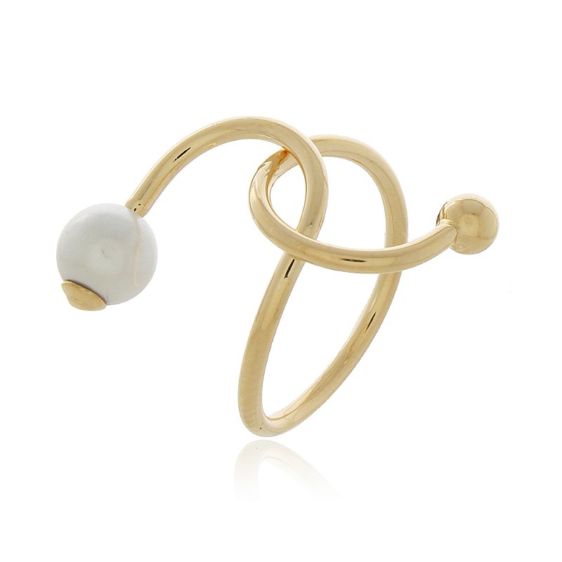 Anel regulável com pérola folheado a ouro 18k