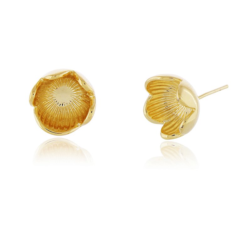 BRINCO FLOR  MEDIA FOLHEADO A OURO 18K