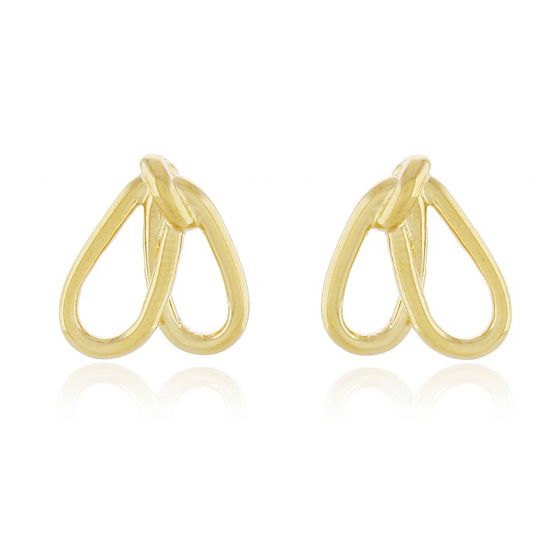 Brinco duas pétalas folheado a ouro 18k