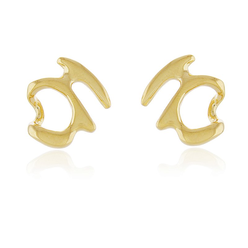 Brinco orgânico folheado a ouro 18k