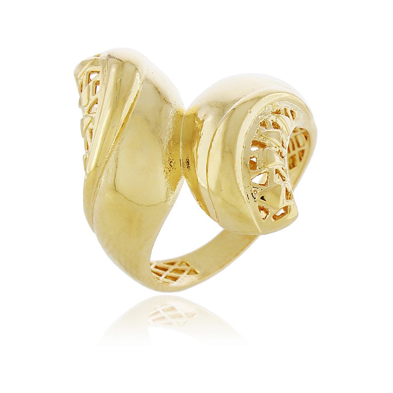 Anel trabalhado folheado a ouro 18k