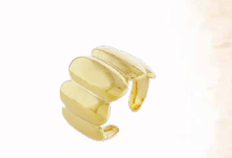 Anel regulável com gomos folheado a ouro 18k