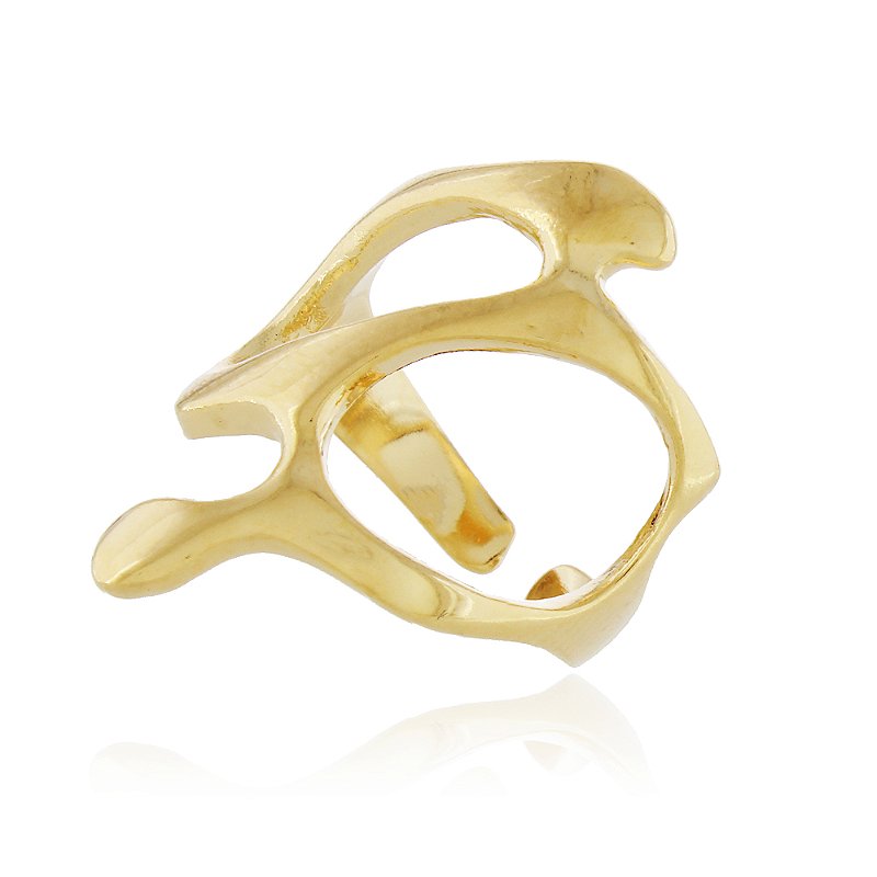 Anel regulável vazado folheado a ouro 18k