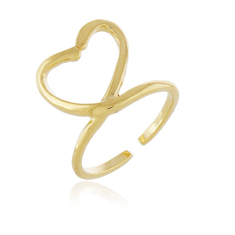 Anel coração regulável folheado a ouro 18k