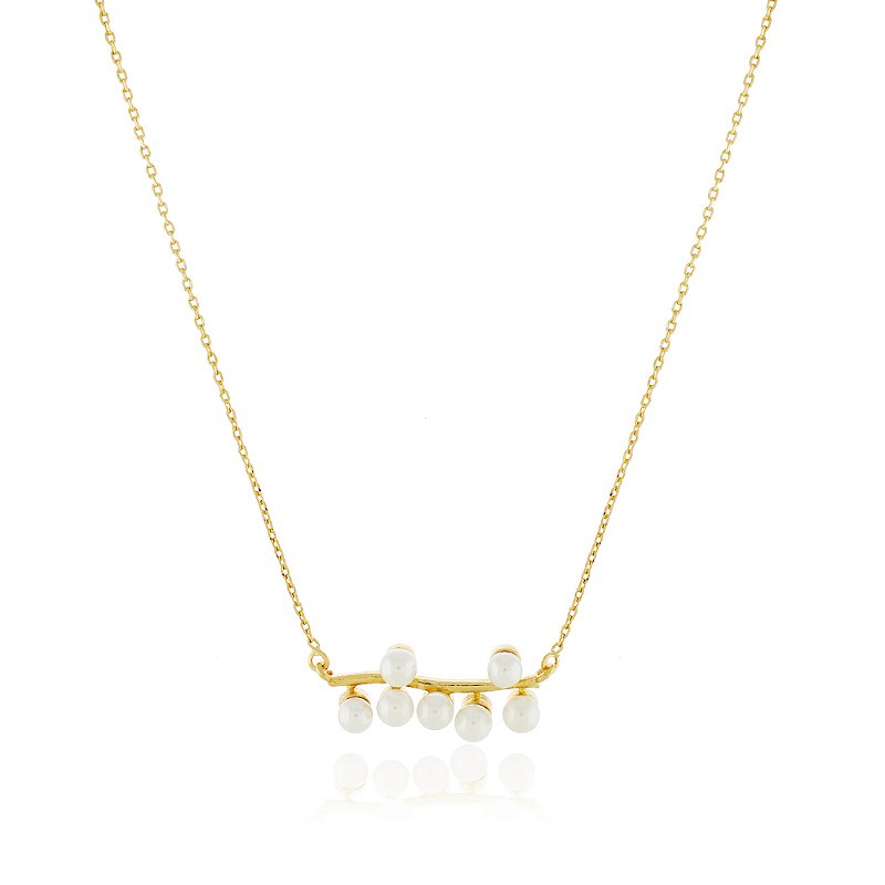 Gargantilha pérola folheada a ouro 18k