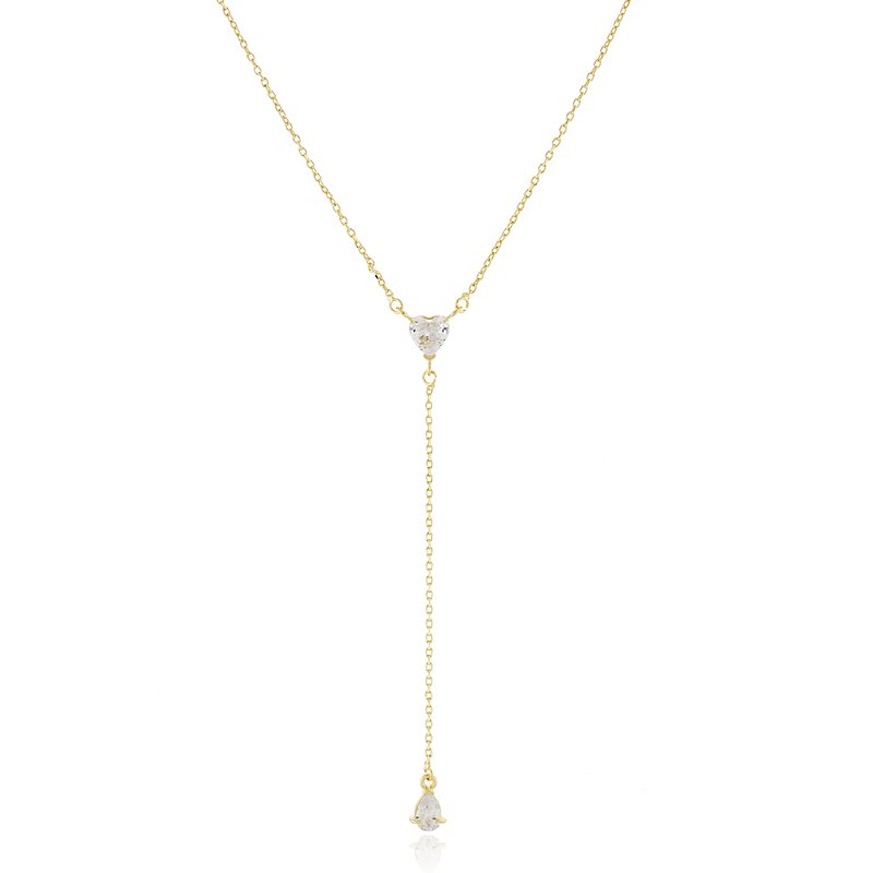 Gargantilha gravatinha com zircônia folheada a ouro 18k