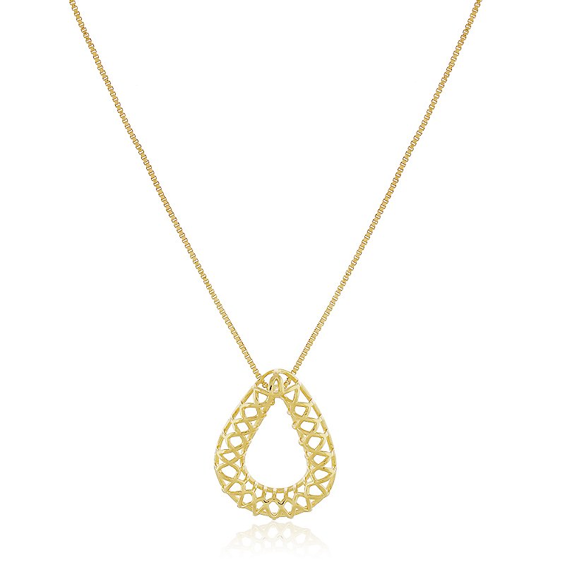 Gargantilha gota vazada folheada a ouro 18k