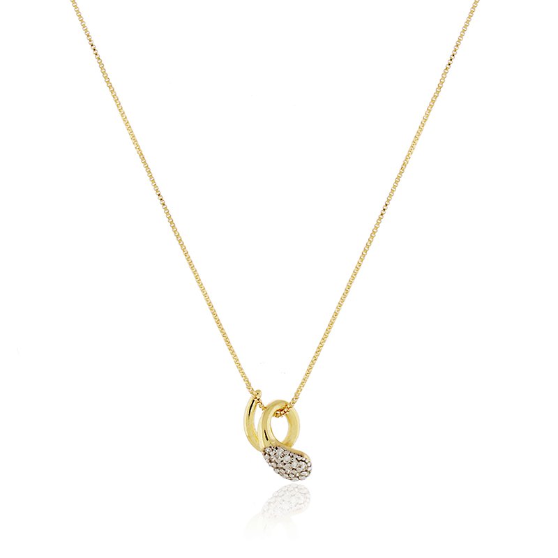 Gargantilha cravejada com zircônias folheada a ouro 18k