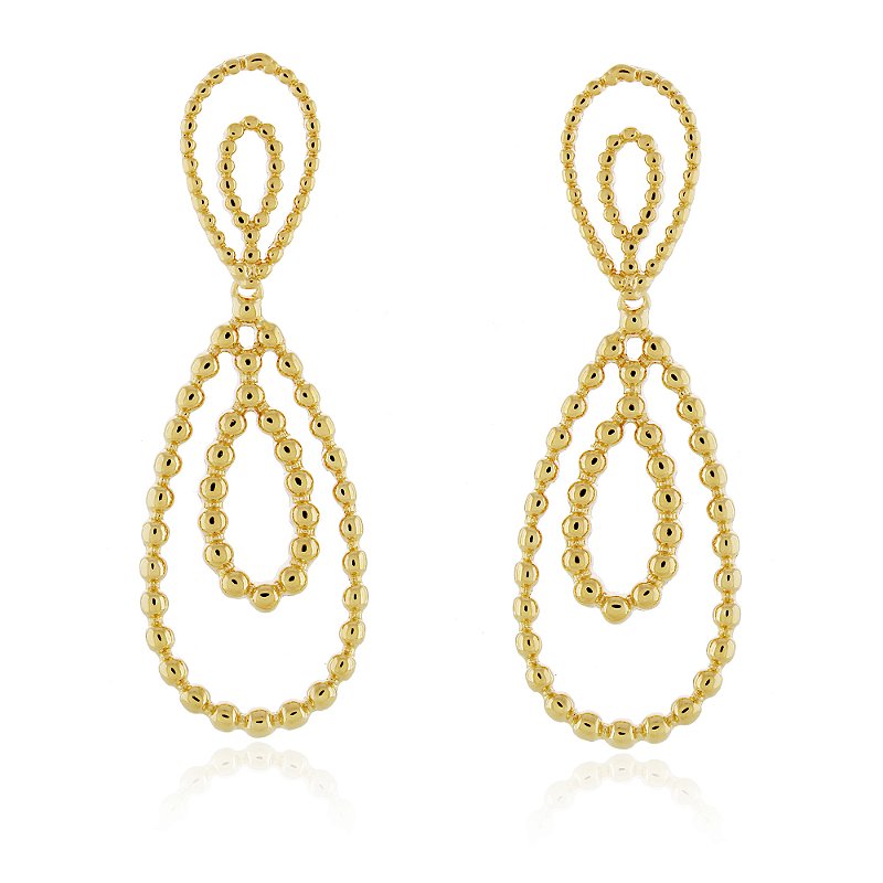 Brinco oval duplo folheado a ouro 18k