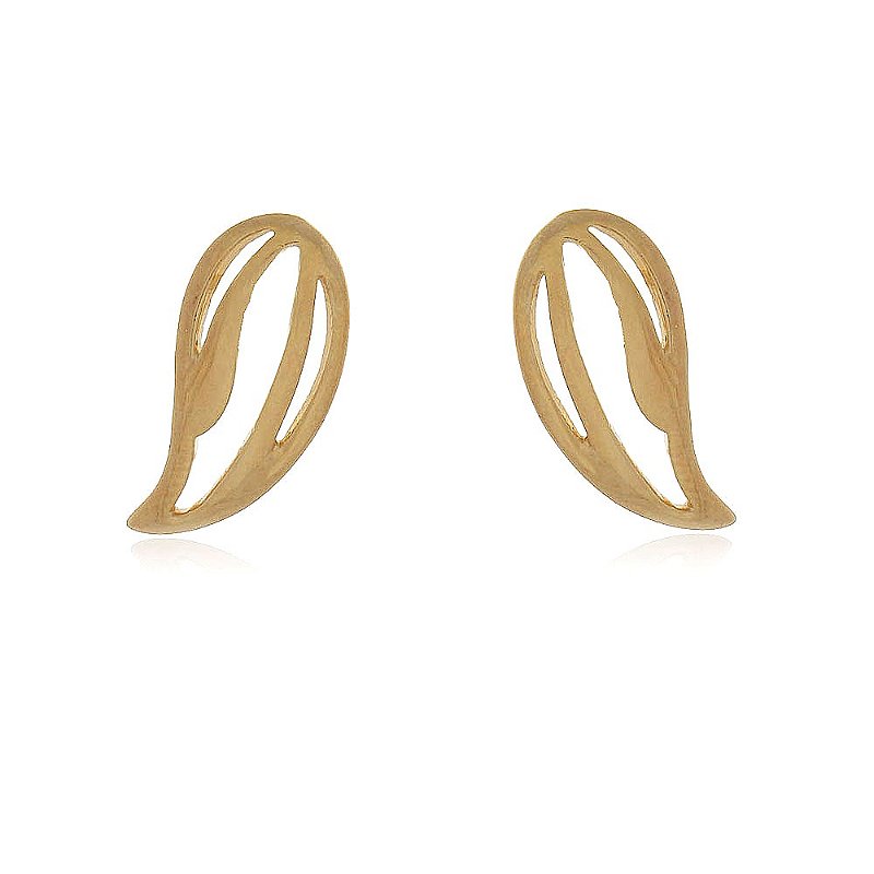 Brinco folha folheado a ouro 18k