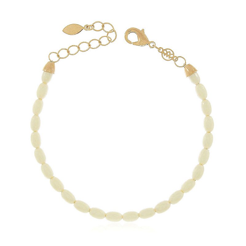 Pulseira pérola sintética folheada a ouro 18k 18cm