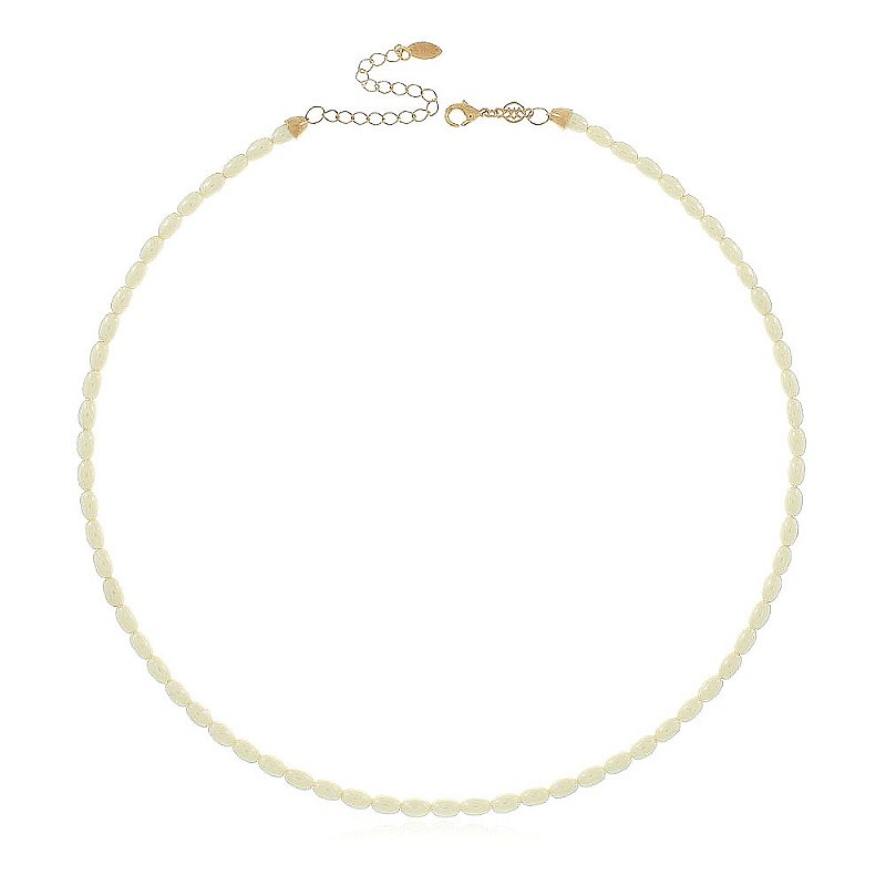 Colar pérola arroz sintética folheada a ouro 18k