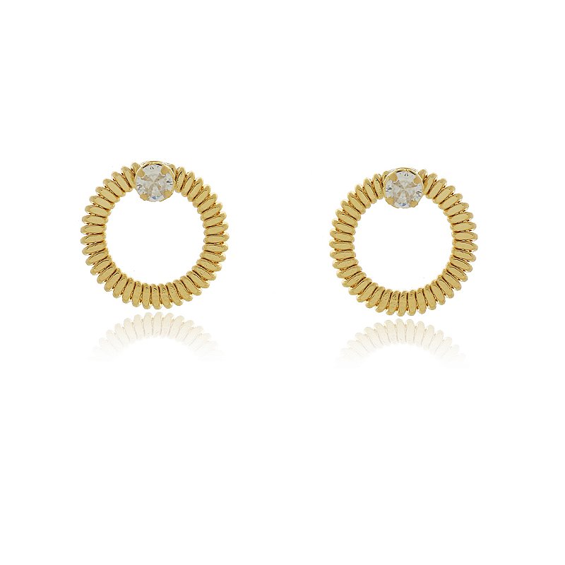 Brinco com zircônia folheado a ouro 18k