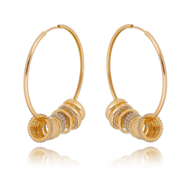Argola com círculos folheada a ouro 18k