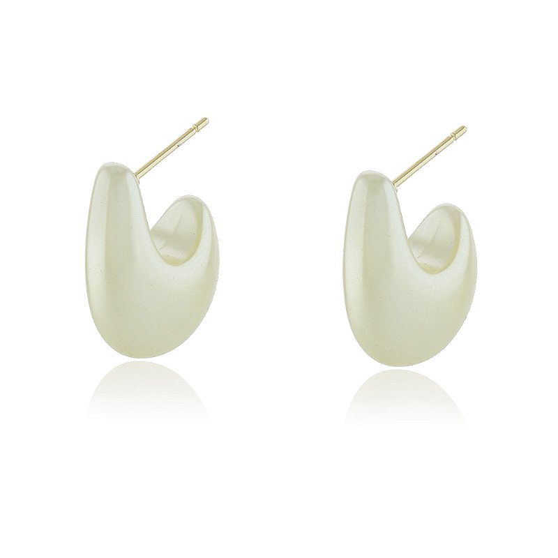 Brinco pérola sintética folheado a ouro 18k