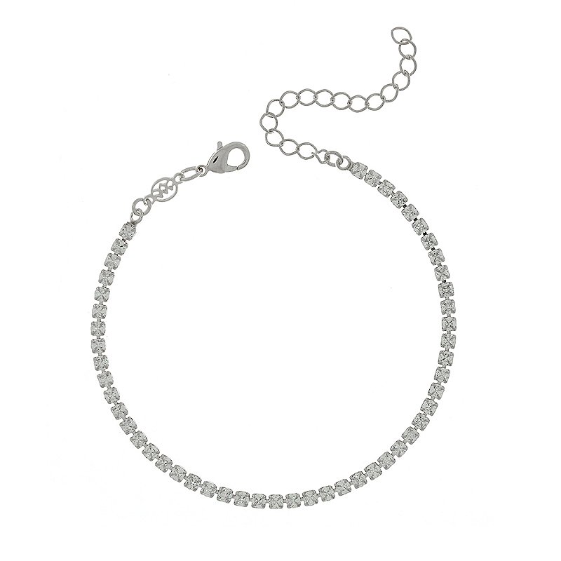 Pulseira folheada a Ródio com zircônias 18cm