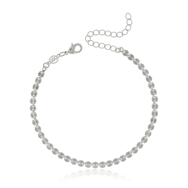 Pulseira folheada a Ródio com zircônias 18cm