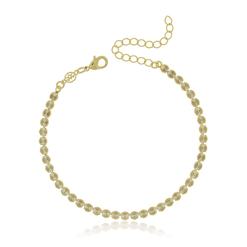 Pulseira Riviera redondo com zircônias folheada a ouro 18k 18cm