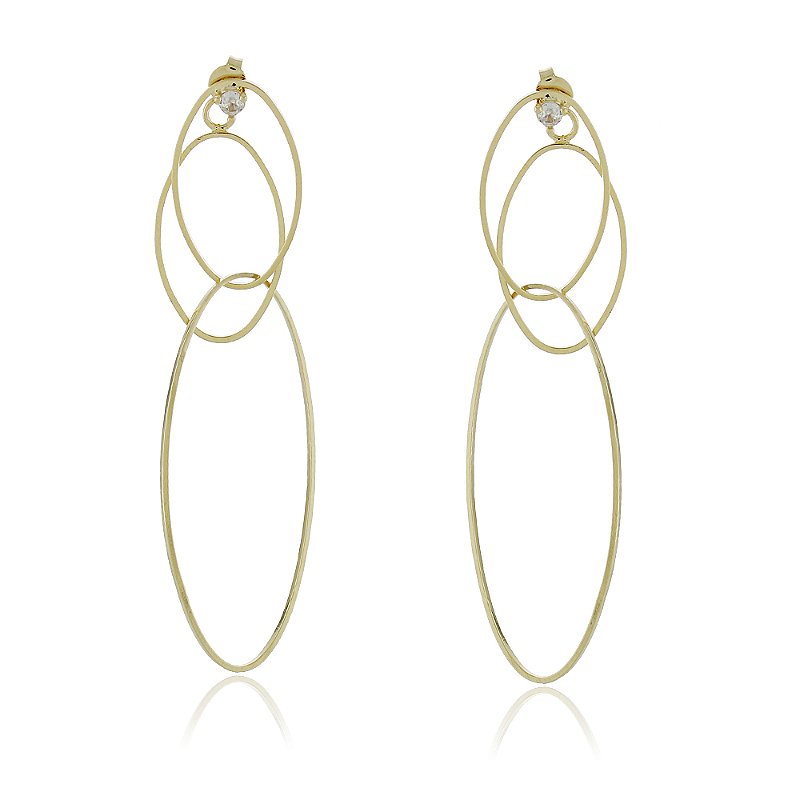 Brinco elos finos folheado a ouro 18k