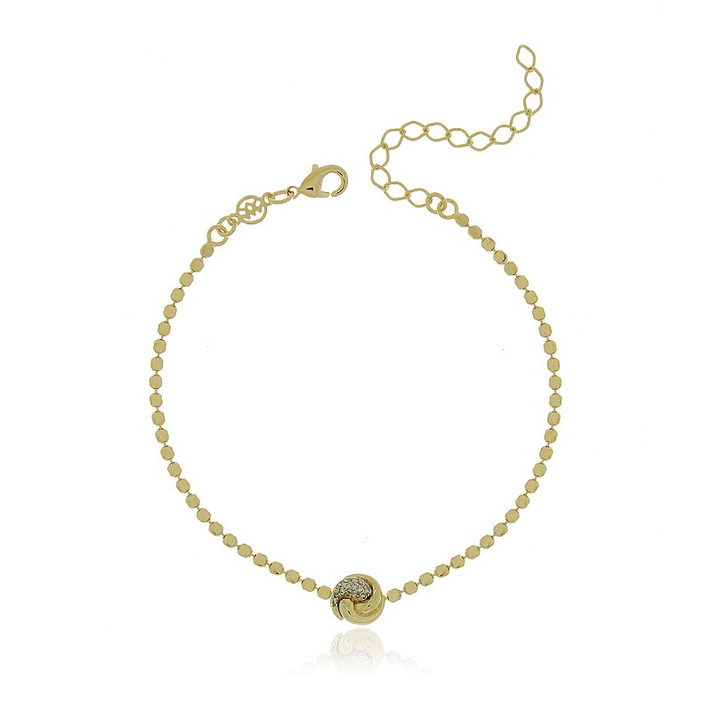 PULSEIRA FOLHEADA A OURO 18K NÓ COM ZIRCÔNIAS