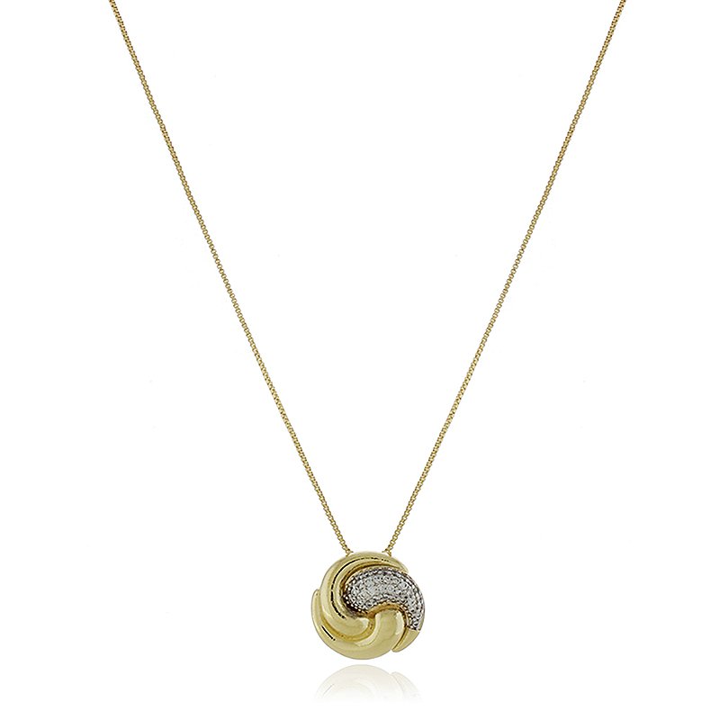 Gargantilha nó com zircônias folheada a ouro 18k