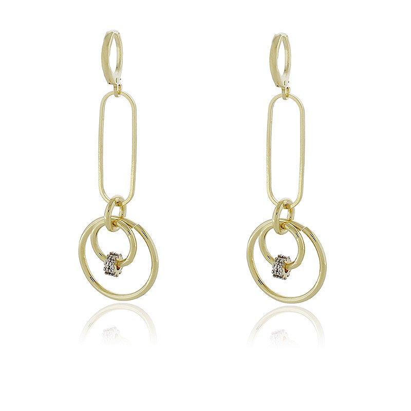 ARGOLA FOLHEADA A OURO 18K COM ELOS VARIADOS COM ZIRCÔNIAS