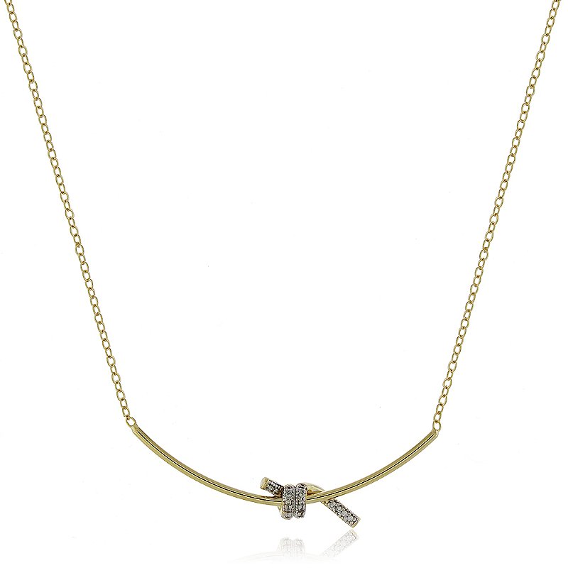 GARGANTILHA FOLHEADA A OURO 18K NÓ DUPLO