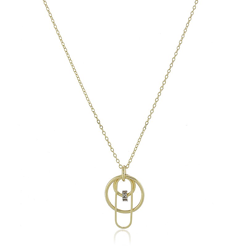 GARGANTILHA FOLHEADA A OURO 18K ELOS VARIADOS COM ZIRCÔNIAS