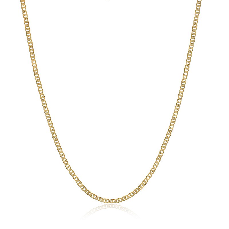 CORRENTE FOLHEADA A OURO 18K PIASTRINE 50cm