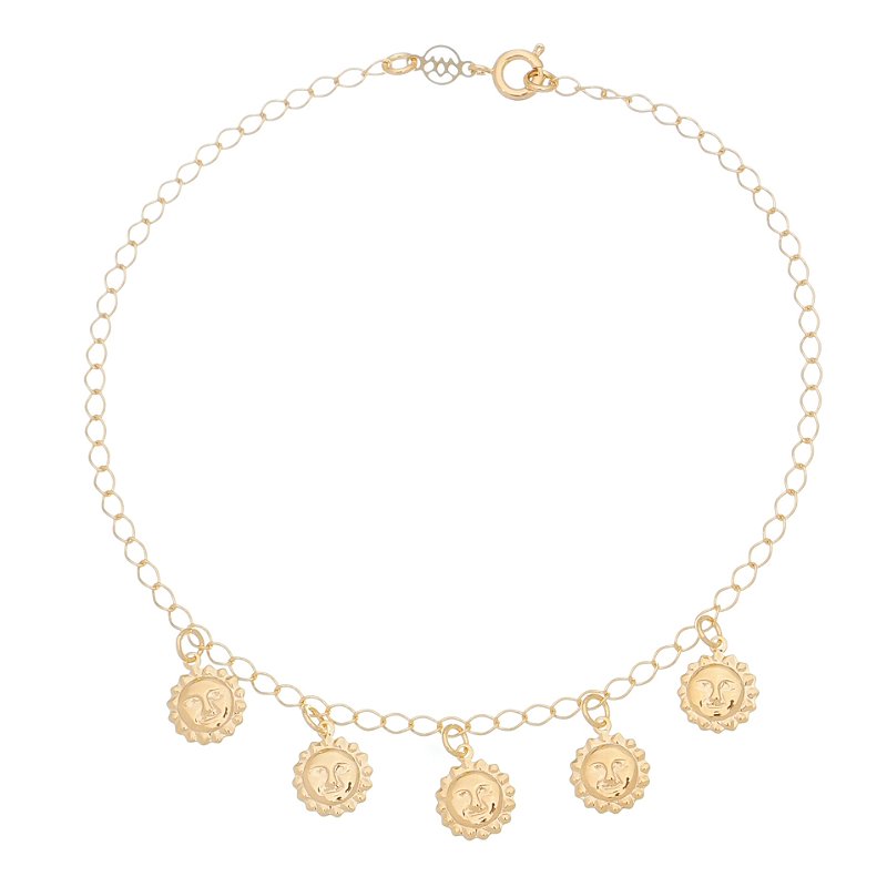 Tornozeleira Sol folheada a ouro 18k 24cm