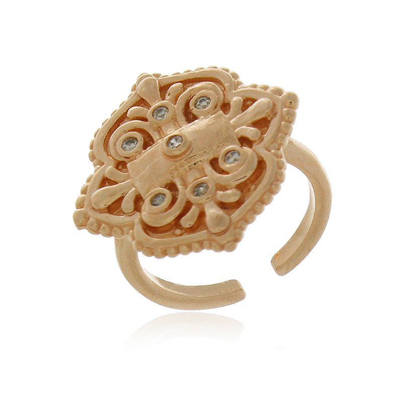 Anel com zircônias folheado a ouro 18k