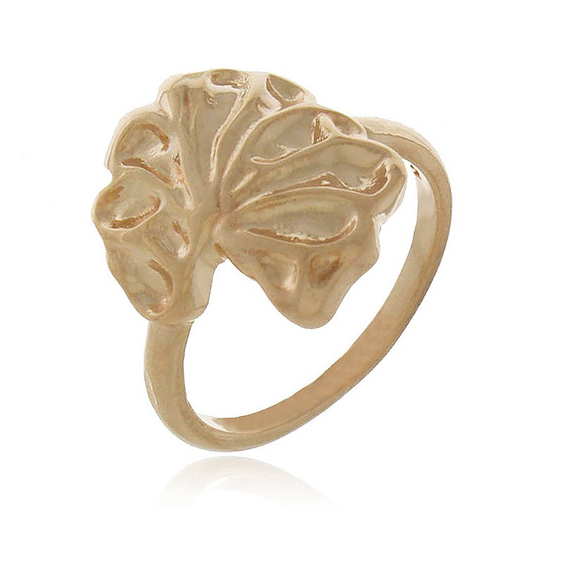 Anel folha folheado a ouro 18k