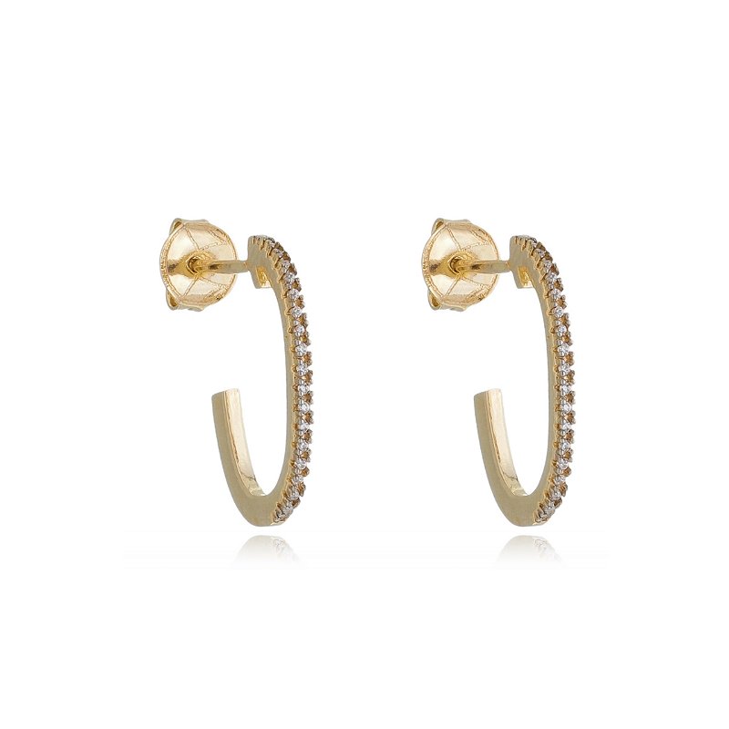 Argola fina com zircônias folheada a ouro 18k