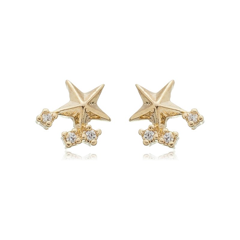 Brinco infantil estrela folheado a ouro 18k