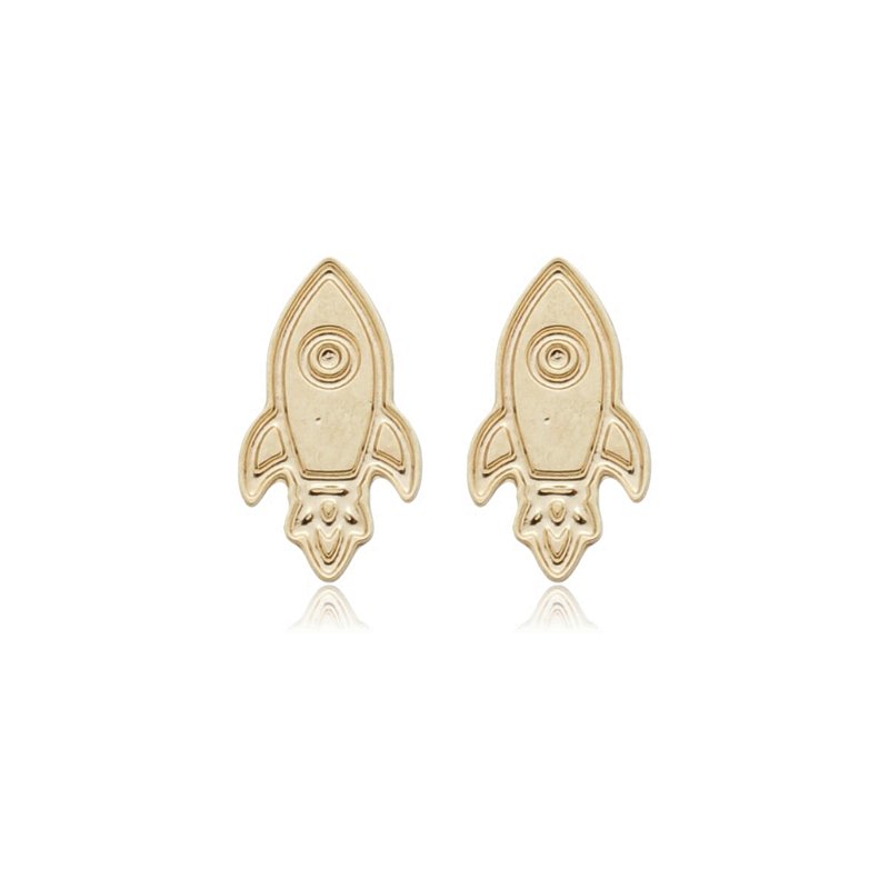 Brinco infantil foguete folheado a ouro 18k