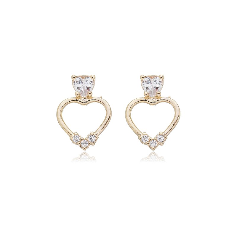 Brinco coração vazado folheado a ouro 18k