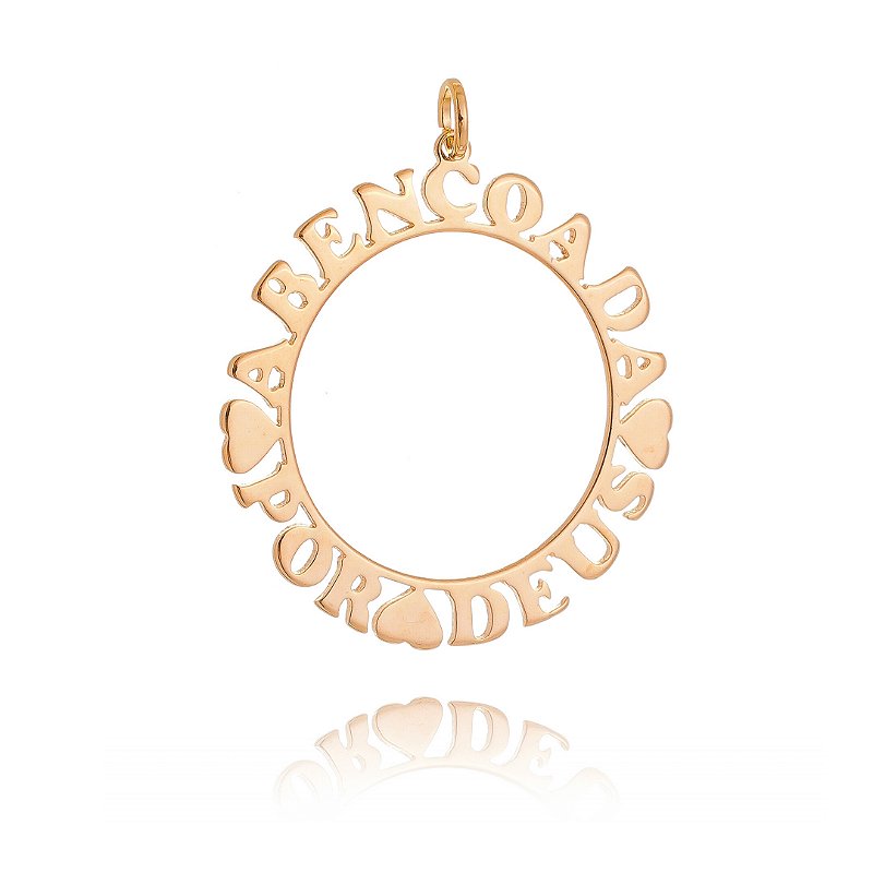 Pingente mandala abençoada por Deus folheado a ouro 18k