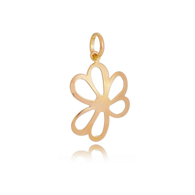 Pingente vazado liso folheado a ouro 18k