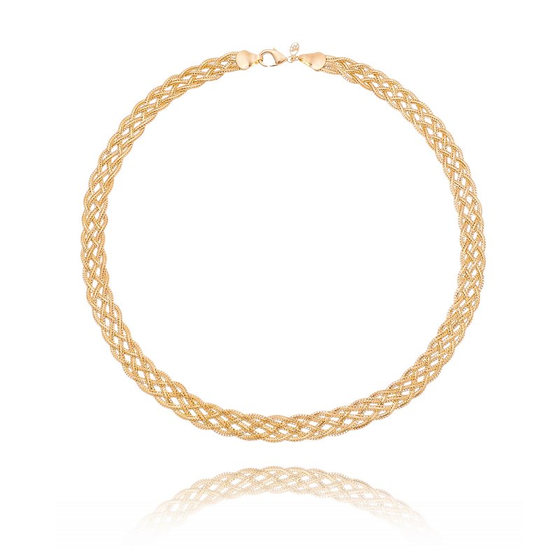 Gargantilha trançada 6 fios folheada a ouro 18k 45cm
